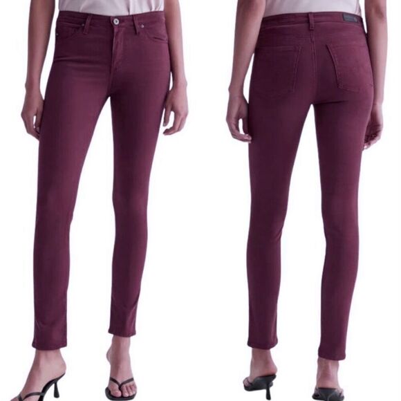 AG Adriano Goldschmied Purple Stevie Ankle Cropped Slim Straight Jeans Size 32 - Picture 1 of 7